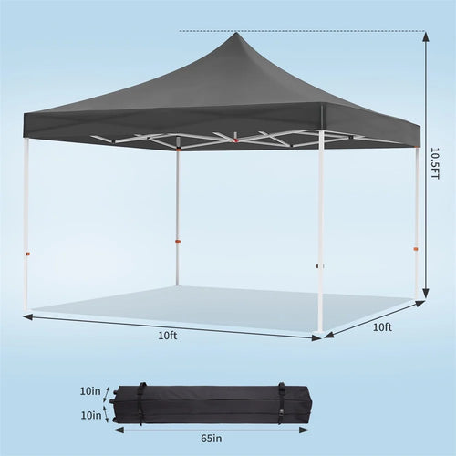 Tonnelle Pop-Up 10 x 10 PI, Tente Instantanée Robuste avec Sac de Transport à Roulettes, Abri Solaire Commercial Toutes Saisons, Abri Tonnelle Portable pour Terrasse, Cour Arrière, Banc, Jardin