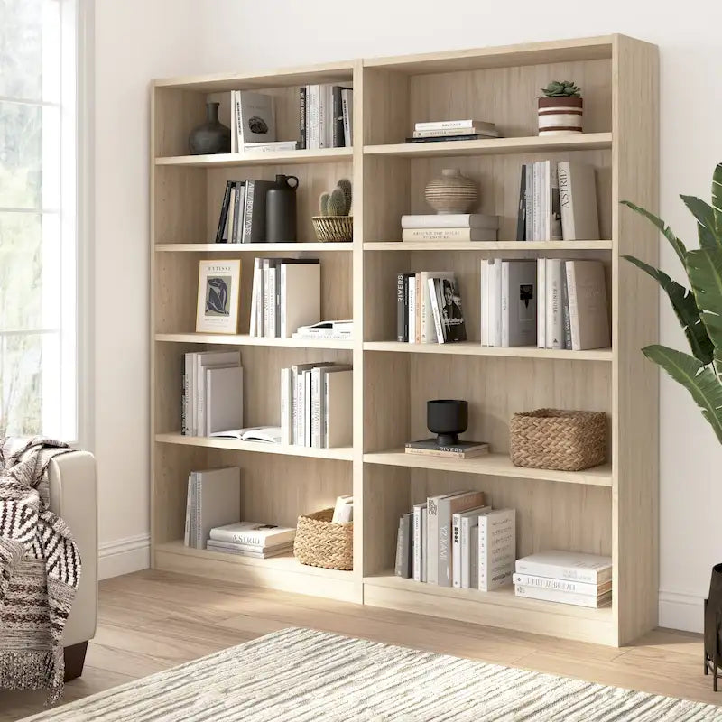 Universal Tall 5 Shelf Bookcase Storage - Set of 2 by