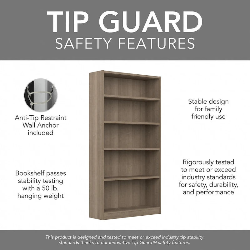 Universal Tall 5 Shelf Bookcase Storage - Set of 2 by