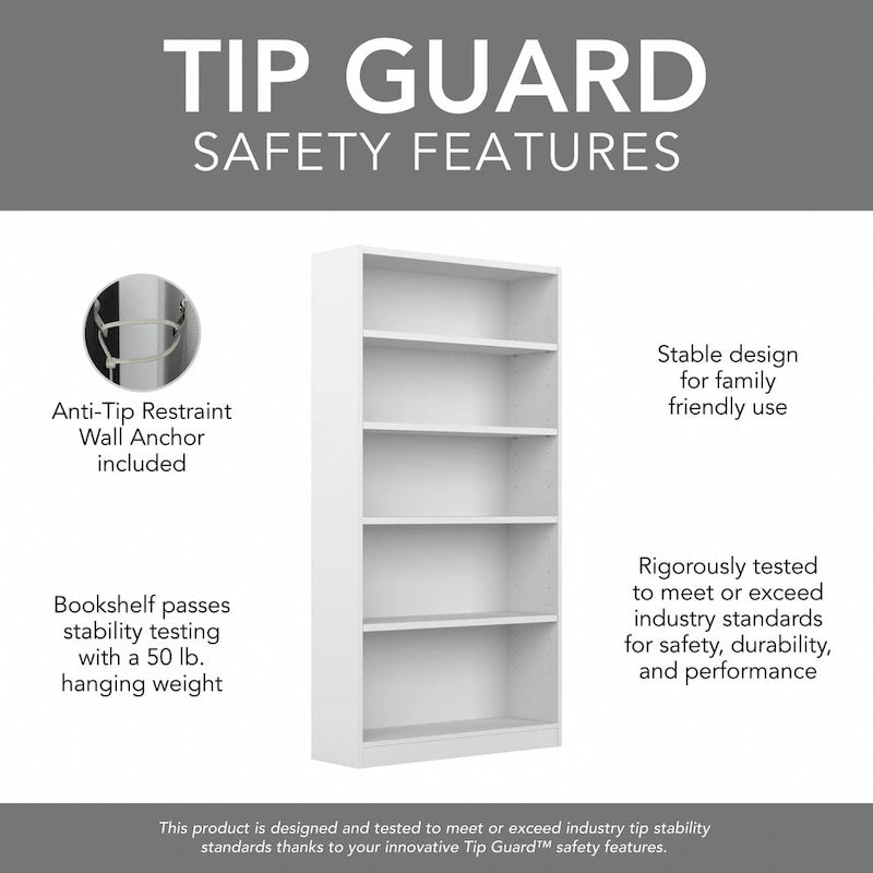 Universal Tall 5 Shelf Bookcase Storage - Set of 2 by