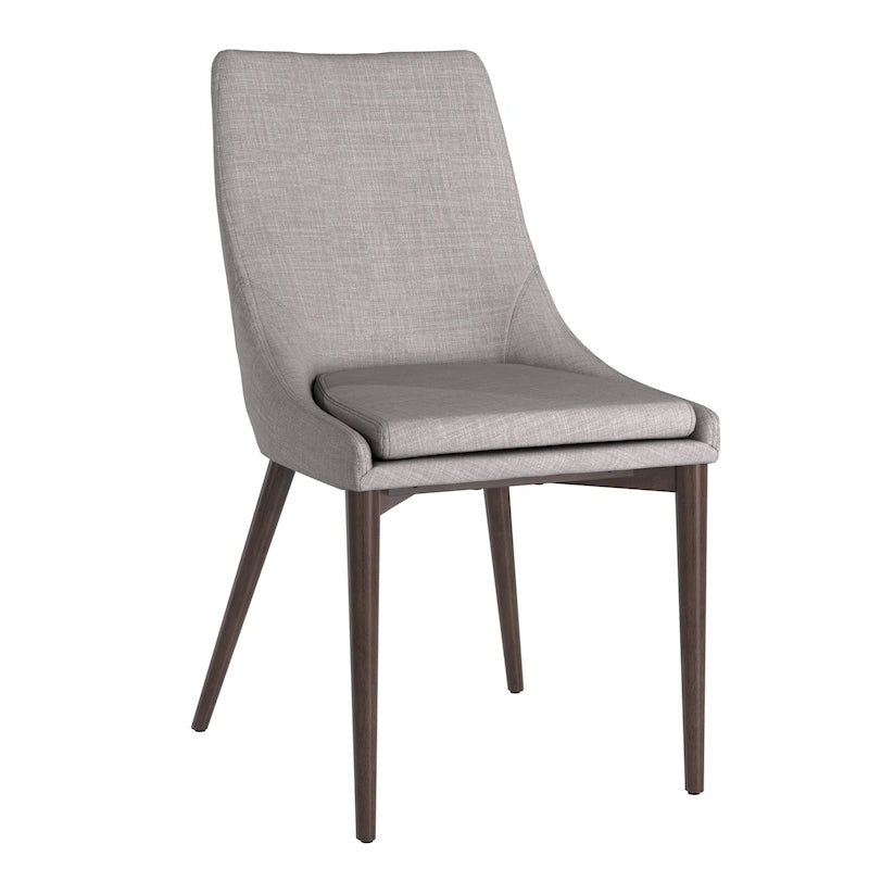 Chaises de salle à manger Sasha en tissu gris du milieu du siècle avec pieds coniques (Lot de 2)