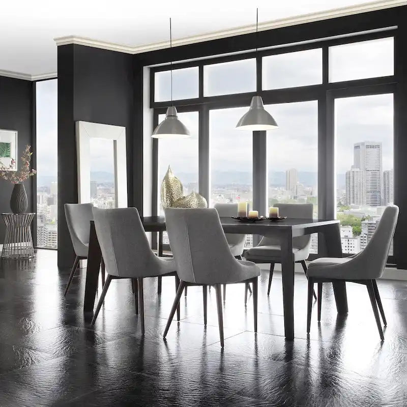 Chaises de salle à manger Sasha en tissu gris du milieu du siècle avec pieds coniques (Lot de 2)