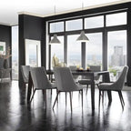 Chaises de salle à manger Sasha en tissu gris du milieu du siècle avec pieds coniques (Lot de 2)