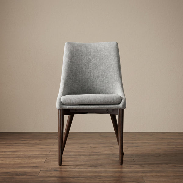 Chaises de salle à manger Mid-century tapissées de tissu gris à pieds fuselés (Lot de 2)