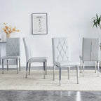 Lot de 4 chaises de salle à manger modernes sans accoudoirs avec dossier capitonné et clouté, pieds en métal, pour salle à manger, salon et chambre à coucher.