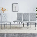 Lot de 4 chaises de salle à manger modernes sans accoudoirs avec dossier capitonné et clouté, pieds en métal, pour salle à manger, salon et chambre à coucher.