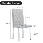 Lot de 4 chaises de salle à manger modernes sans accoudoirs avec dossier capitonné et clouté, pieds en métal, pour salle à manger, salon et chambre à coucher.
