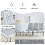 Lot de 4 chaises de salle à manger modernes sans accoudoirs avec dossier capitonné et clouté, pieds en métal, pour salle à manger, salon et chambre à coucher.