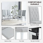 Lot de 4 chaises de salle à manger modernes sans accoudoirs avec dossier capitonné et clouté, pieds en métal, pour salle à manger, salon et chambre à coucher.