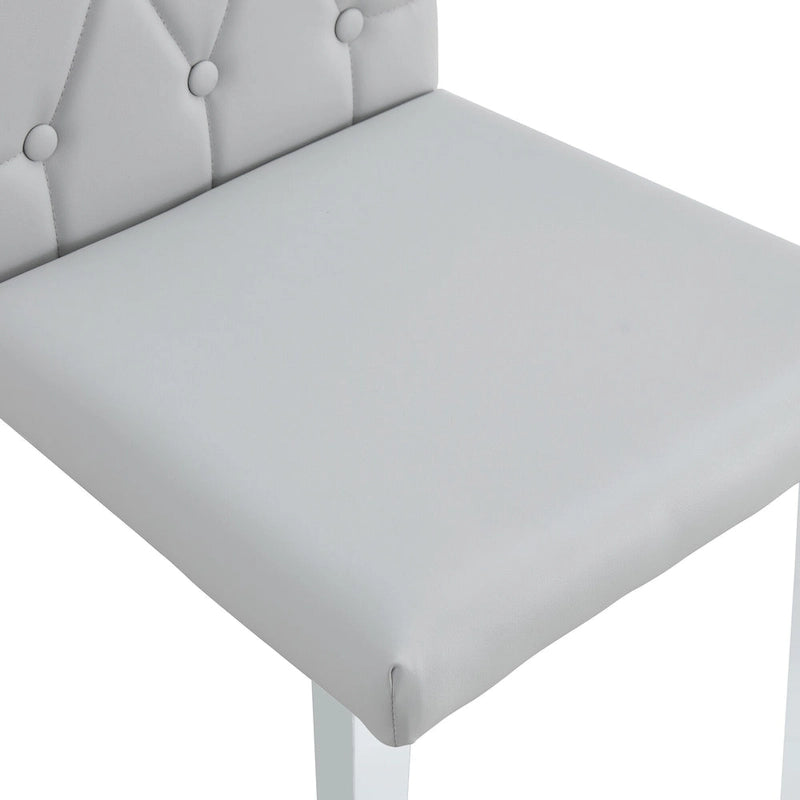 Lot de 4 chaises de salle à manger modernes sans accoudoirs avec dossier capitonné et clouté, pieds en métal, pour salle à manger, salon et chambre à coucher.