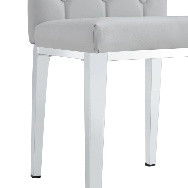 Lot de 4 chaises de salle à manger modernes sans accoudoirs avec dossier capitonné et clouté, pieds en métal, pour salle à manger, salon et chambre à coucher.