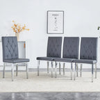 Lot de 4 chaises de salle à manger modernes sans accoudoirs avec dossier capitonné et clouté, pieds en métal, pour salle à manger, salon et chambre à coucher.