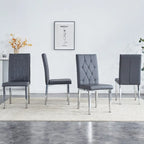 Lot de 4 chaises de salle à manger modernes sans accoudoirs avec dossier capitonné et clouté, pieds en métal, pour salle à manger, salon et chambre à coucher.