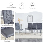 Lot de 4 chaises de salle à manger modernes sans accoudoirs avec dossier capitonné et clouté, pieds en métal, pour salle à manger, salon et chambre à coucher.