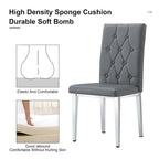 Lot de 4 chaises de salle à manger modernes sans accoudoirs avec dossier capitonné et clouté, pieds en métal, pour salle à manger, salon et chambre à coucher.