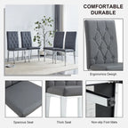 Lot de 4 chaises de salle à manger modernes sans accoudoirs avec dossier capitonné et clouté, pieds en métal, pour salle à manger, salon et chambre à coucher.