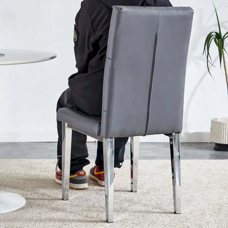 Lot de 4 chaises de salle à manger modernes sans accoudoirs avec dossier capitonné et clouté, pieds en métal, pour salle à manger, salon et chambre à coucher.