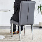 Lot de 4 chaises de salle à manger modernes sans accoudoirs avec dossier capitonné et clouté, pieds en métal, pour salle à manger, salon et chambre à coucher.