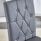 Lot de 4 chaises de salle à manger modernes sans accoudoirs avec dossier capitonné et clouté, pieds en métal, pour salle à manger, salon et chambre à coucher.
