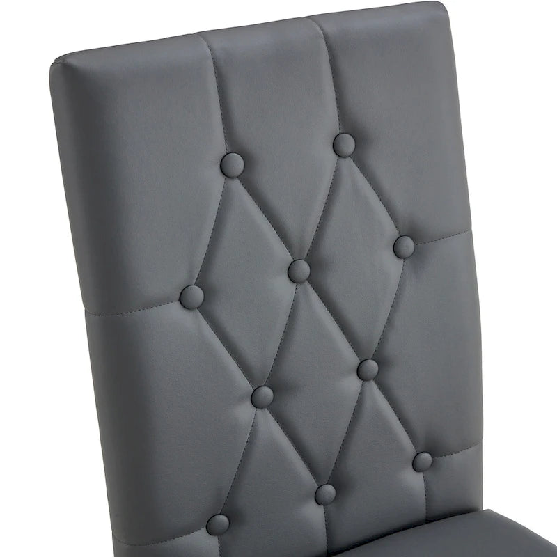 Lot de 4 chaises de salle à manger modernes sans accoudoirs avec dossier capitonné et clouté, pieds en métal, pour salle à manger, salon et chambre à coucher.
