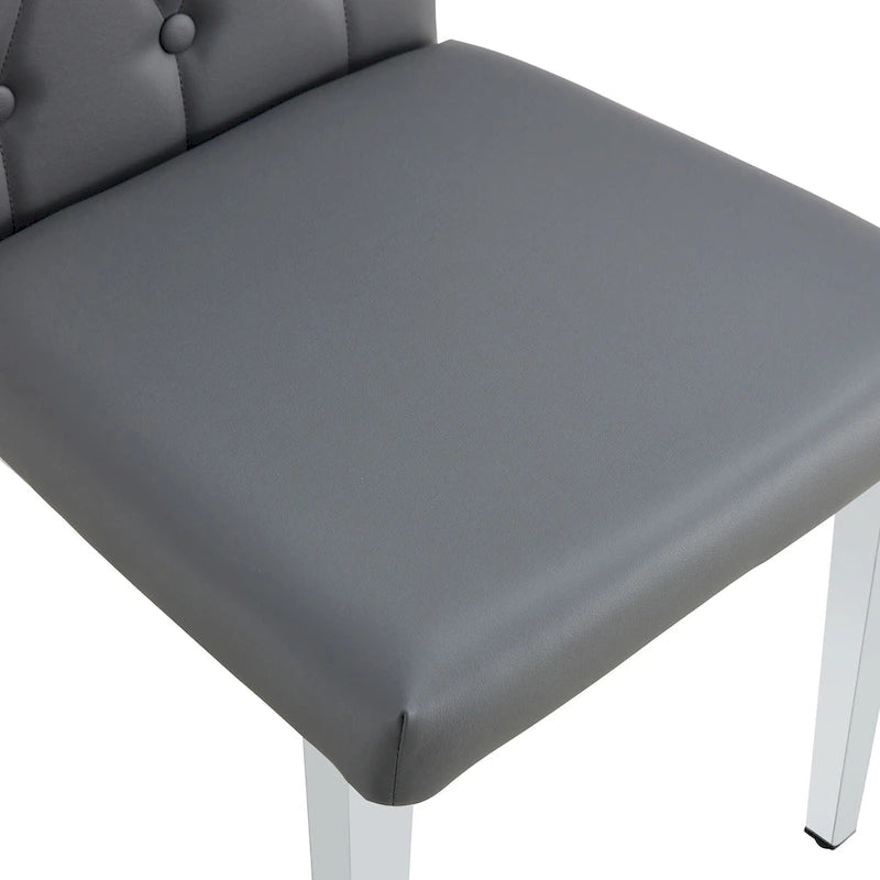 Lot de 4 chaises de salle à manger modernes sans accoudoirs avec dossier capitonné et clouté, pieds en métal, pour salle à manger, salon et chambre à coucher.