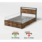 Queen Size Platform Bed with LED Lights, Charging Station & 8 Drawers