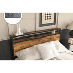 Queen Size Platform Bed with LED Lights, Charging Station & 8 Drawers