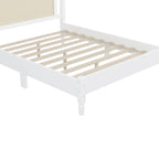 Queen Wood Platform Bed with Rattan Headboard & Arc Base