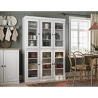 100% Solid Wood 48.5Pantry China Cabinet with Clear Glass Doors and Adjustable Shelves