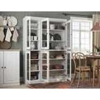 100% Solid Wood 48.5Pantry China Cabinet with Clear Glass Doors and Adjustable Shelves