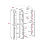 100% Solid Wood 48.5Pantry China Cabinet with Clear Glass Doors and Adjustable Shelves