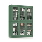 100% Solid Wood 48.5Pantry China Cabinet with Clear Glass Doors and Adjustable Shelves