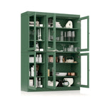 100% Solid Wood 48.5Pantry China Cabinet with Clear Glass Doors and Adjustable Shelves