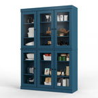 100% Solid Wood 48.5Pantry China Cabinet with Clear Glass Doors and Adjustable Shelves
