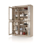 100% Solid Wood 48.5Pantry China Cabinet with Clear Glass Doors and Adjustable Shelves