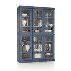100% Solid Wood 48.5Pantry China Cabinet with Clear Glass Doors and Adjustable Shelves