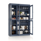 100% Solid Wood 48.5Pantry China Cabinet with Clear Glass Doors and Adjustable Shelves