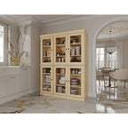 100% Solid Wood 48.5Pantry China Cabinet with Clear Glass Doors and Adjustable Shelves