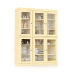 100% Solid Wood 48.5Pantry China Cabinet with Clear Glass Doors and Adjustable Shelves
