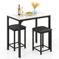 3 Piece Counter Height Dining Set Faux Marble Table 2 Chairs
