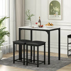 3 Piece Counter Height Dining Set Faux Marble Table 2 Chairs