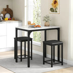 3 Piece Counter Height Dining Set Faux Marble Table 2 Chairs