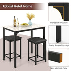 3 Piece Counter Height Dining Set Faux Marble Table 2 Chairs