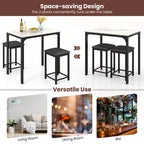 3 Piece Counter Height Dining Set Faux Marble Table 2 Chairs