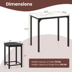 3 Piece Counter Height Dining Set Faux Marble Table 2 Chairs