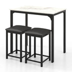 3 Piece Counter Height Dining Set Faux Marble Table 2 Chairs