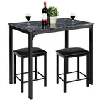 3 Piece Counter Height Dining Set Faux Marble Table 2 Chairs