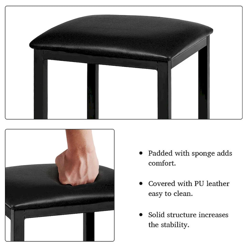 3 Piece Counter Height Dining Set Faux Marble Table 2 Chairs