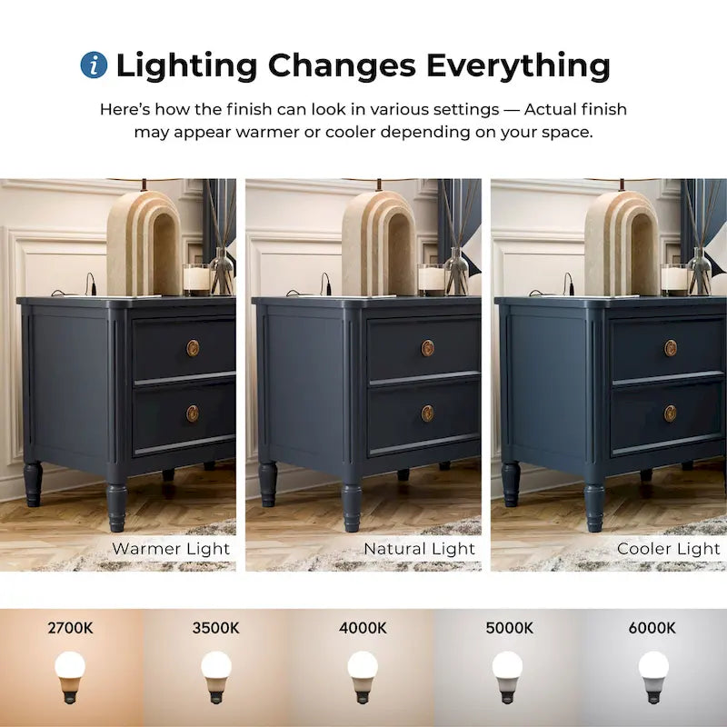  Arlena Modern Solid Wood Nightstand with USB Ports