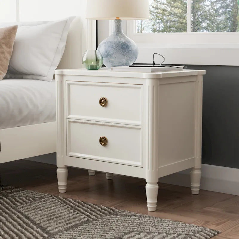 Arlena Modern Solid Wood Nightstand with USB Ports